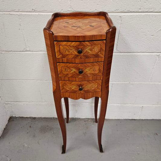 Miniature Marquetry Inlaid Louis XV Style Lamp Table