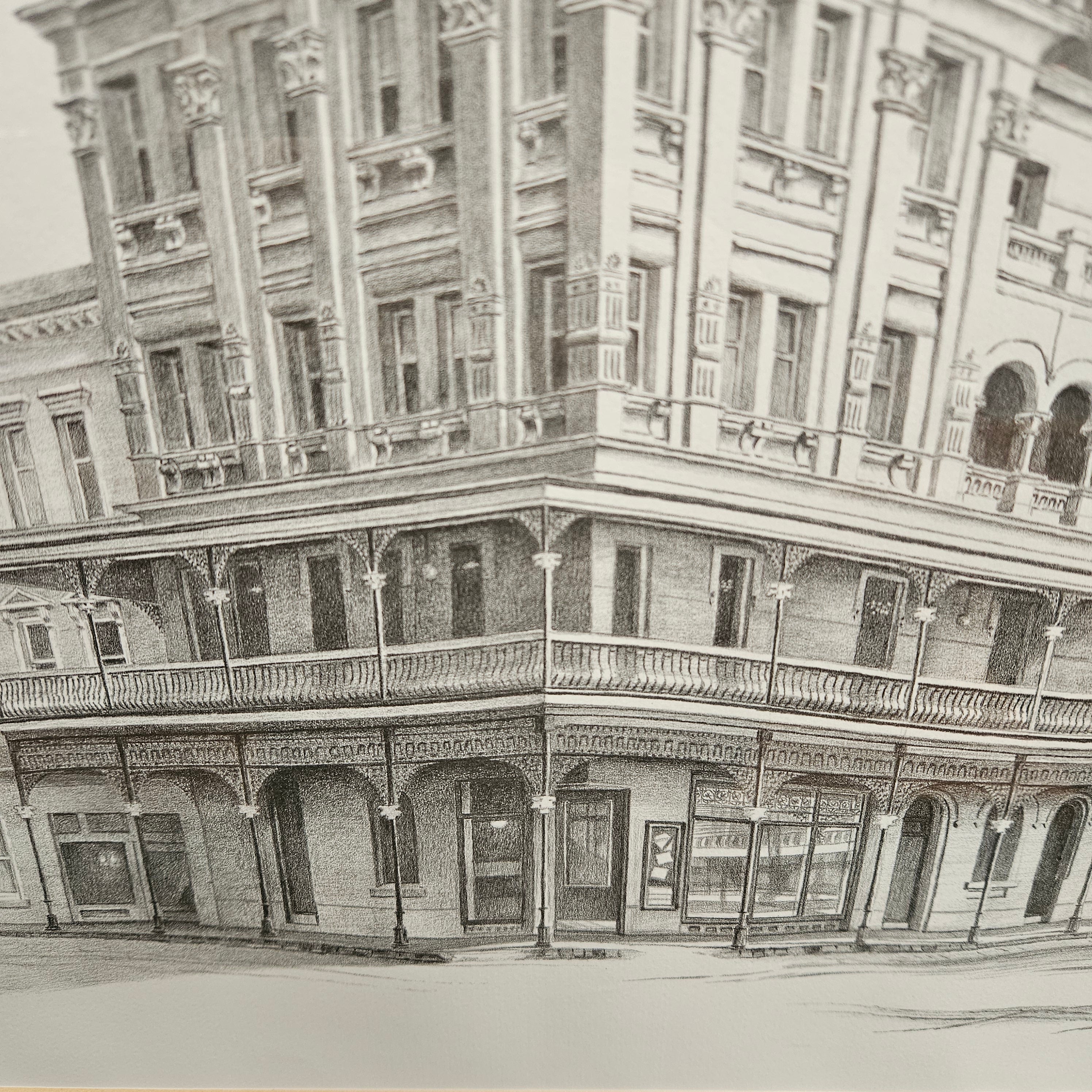 Lithograph by Keith Ross of Shamrock Hotel Bendigo | Antique & Vintage | Moonee Ponds Antiques | Australia Wide