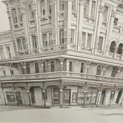 Lithograph by Keith Ross of Shamrock Hotel Bendigo | Antique & Vintage | Moonee Ponds Antiques | Australia Wide Delivery