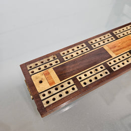 Antique Cribbage Inlaid Timber Board