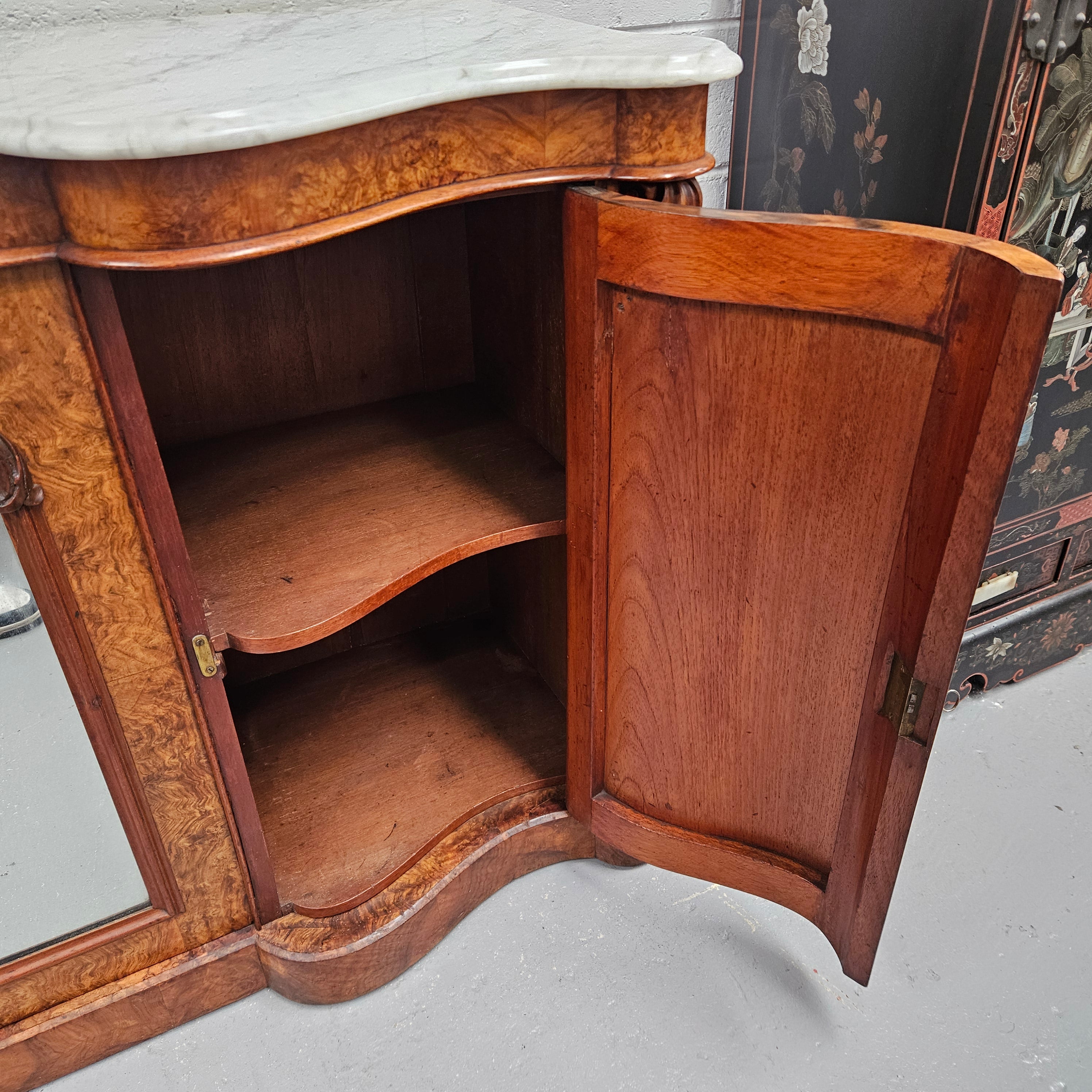 Elegant Figured Walnut Crendza With Marble Top | Antique & Vintage | Moonee Ponds Antiques | Australia Wide Delivery