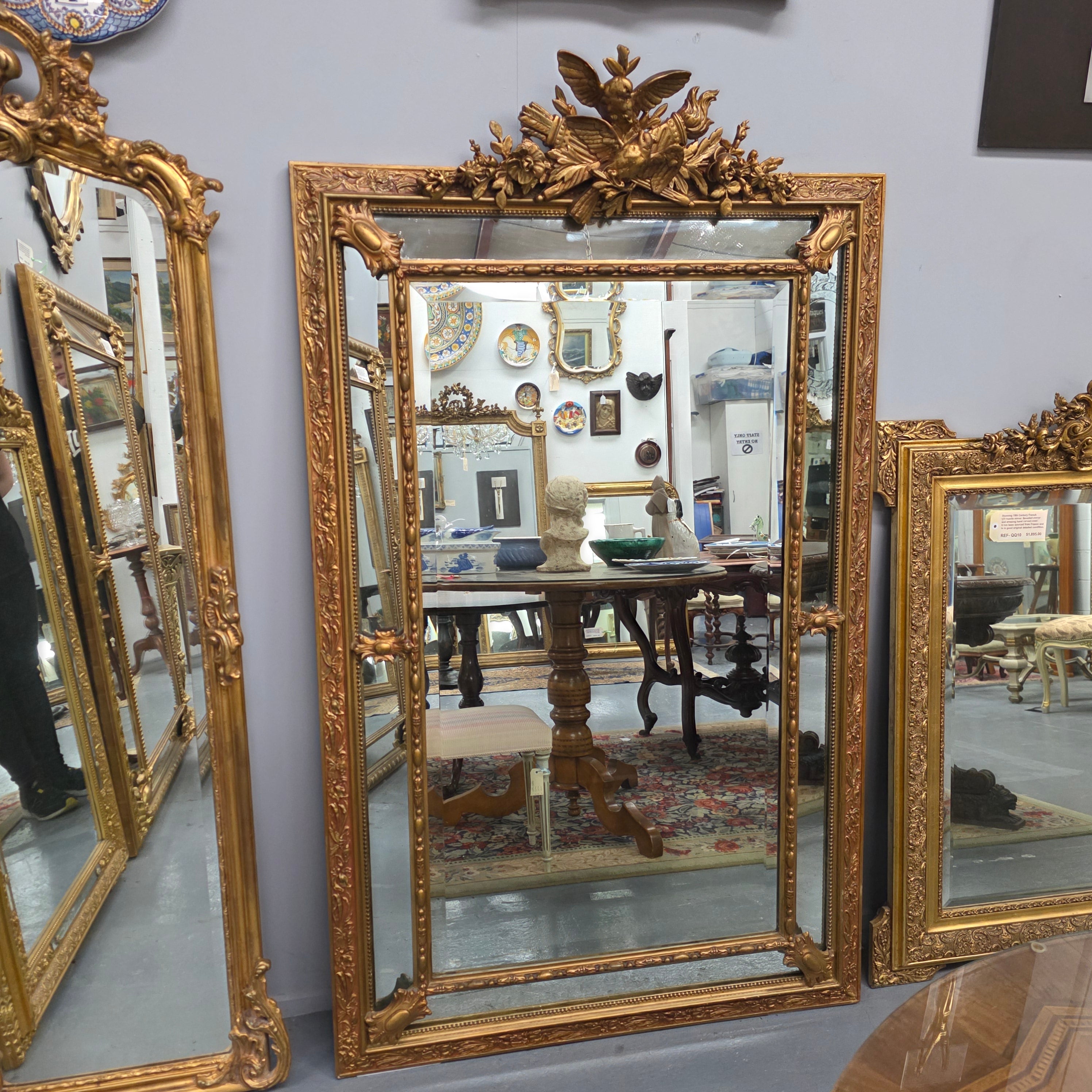 Impressive 19th Century Large French Gilt Cushion Mirror | Antique & Vintage | Moonee Ponds Antiques | Australia Wide Delivery