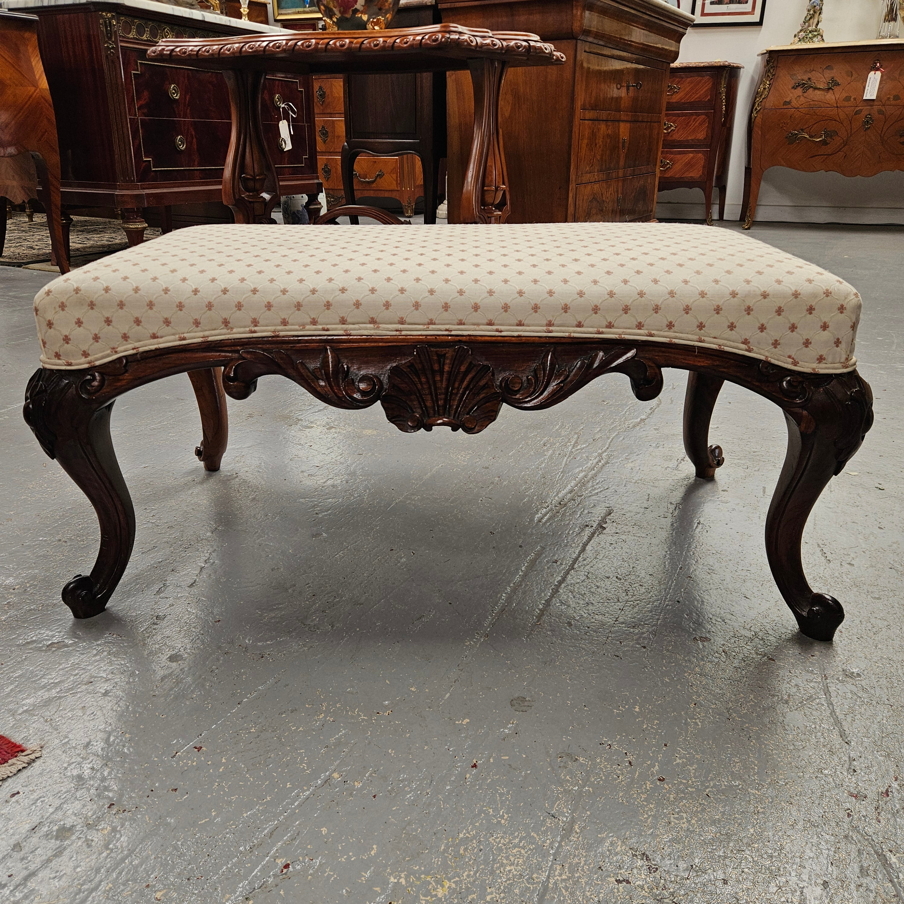 Antique George III Style Double Rosewood Upholstered Stool