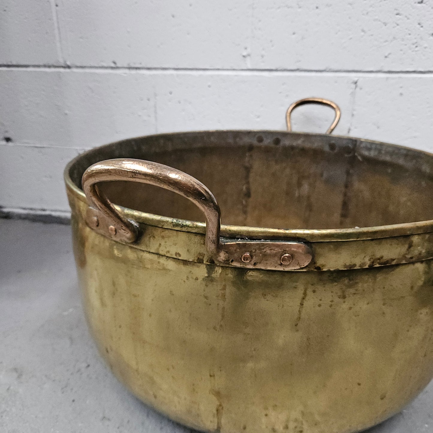 Large Antique brass bucket with handles