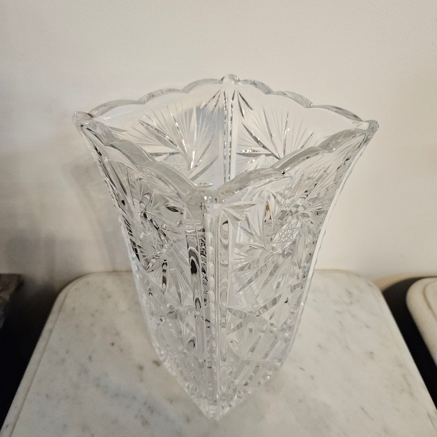 Large Hand Cut Crystal Vase