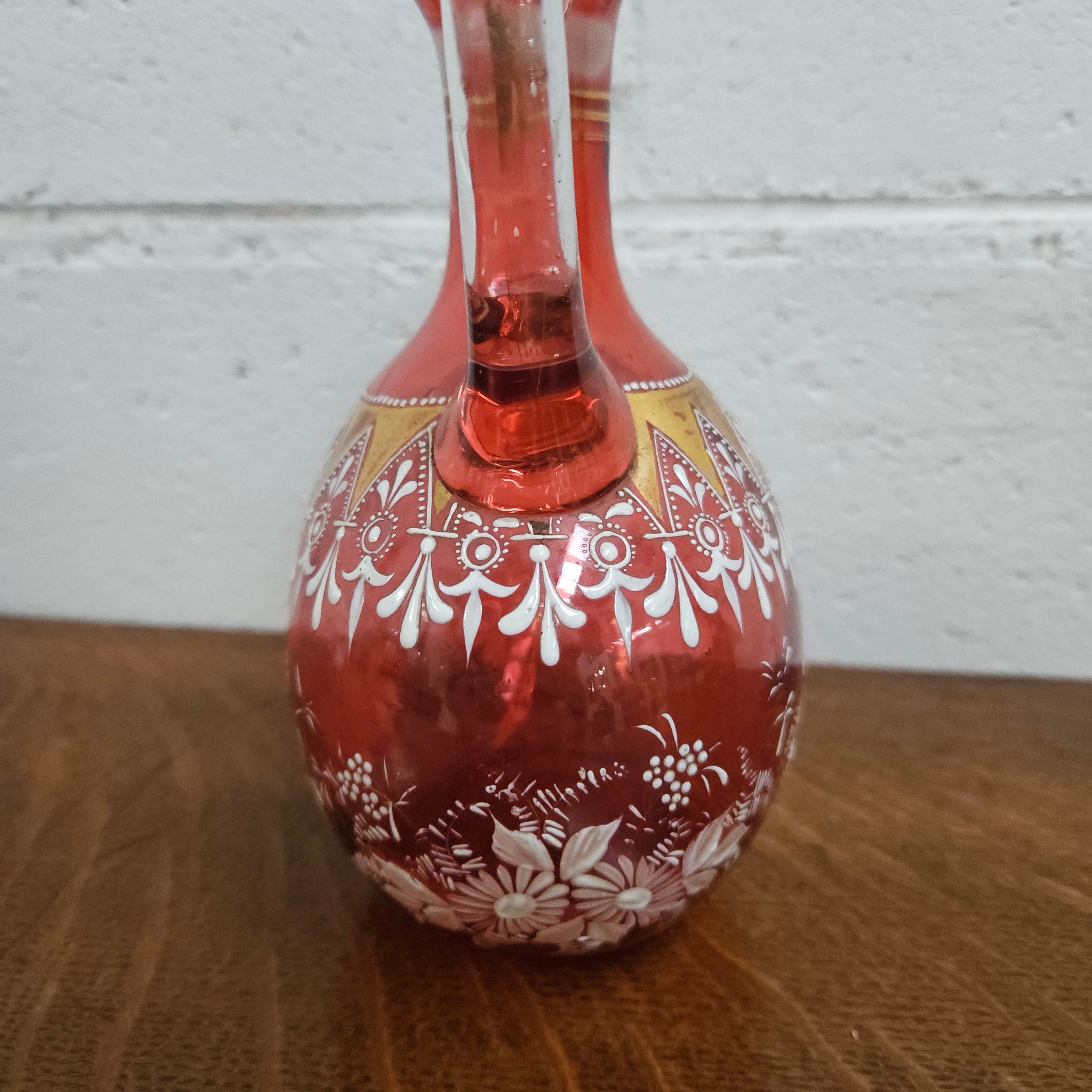 Victorian Ruby & Enamel Glass Decanter | Antique & Vintage | Moonee Ponds Antiques | Australia Wide Delivery