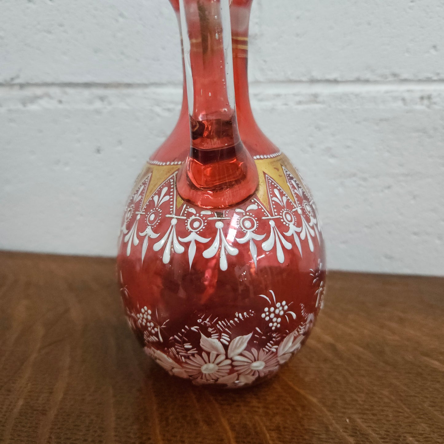 Victorian Ruby & Enamel Glass Decanter