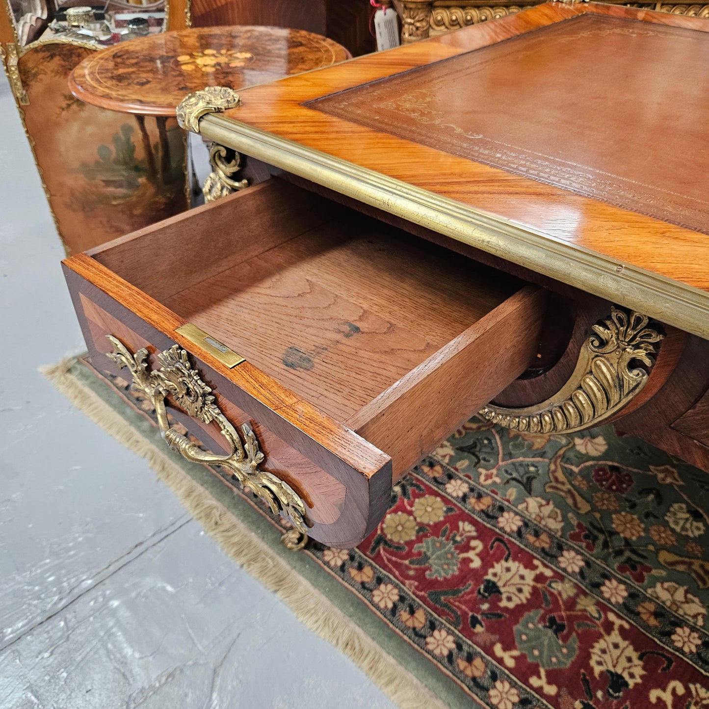 Exceptional 19th Century Louis XV Style Kingwood & Rosewood"Bureau Plat" Leather Top Desk