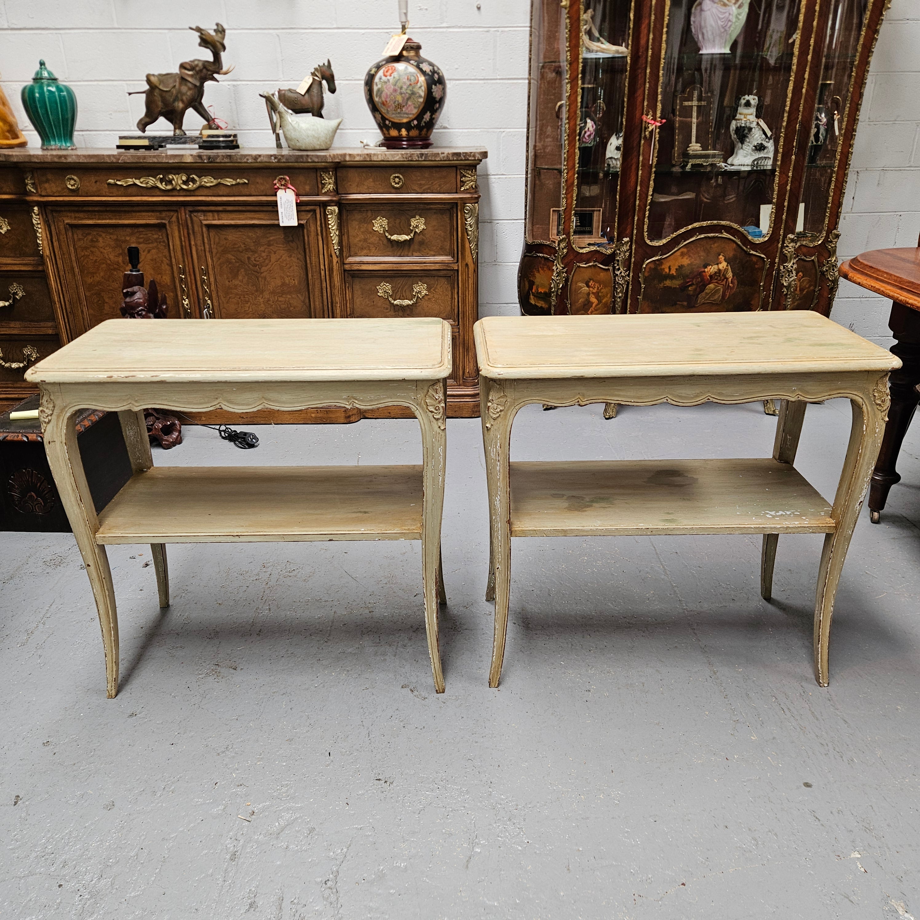 Pair Rustic Oak Shabby Chic Side Tables | Antique & Vintage | Moonee Ponds Antiques | Australia Wide
