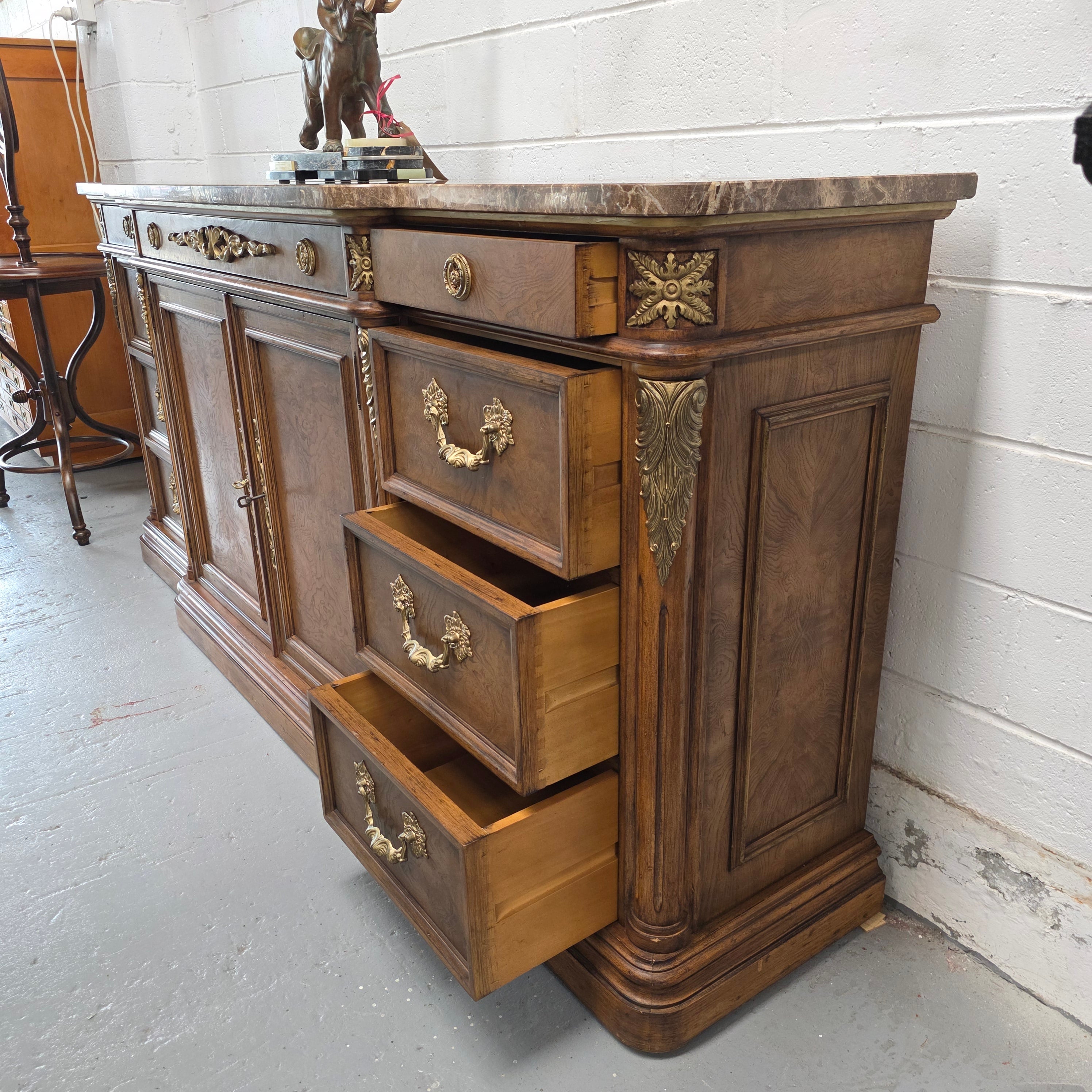 Vintage High Quality Antique Style Elm Sideboard with Stunning Marble Top | Antique & Vintage | Moonee Ponds Antiques | Australia Wide Delivery