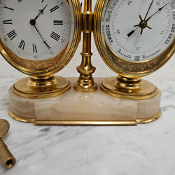 Late 19th Century Twin Oval Clock & Barometer by Antoine Redier Fully Serviced | Antique & Vintage | Moonee Ponds Antiques | Australia Wide