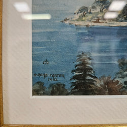 Signed Watercolour of Sydney Harbour 1932 | Antique & Vintage | Moonee Ponds Antiques | Australia Wide Delivery