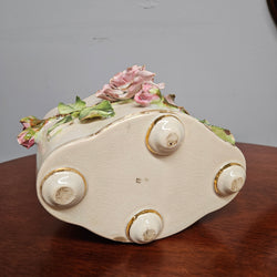 Victorian Pink Rose Pottery Flower Vase