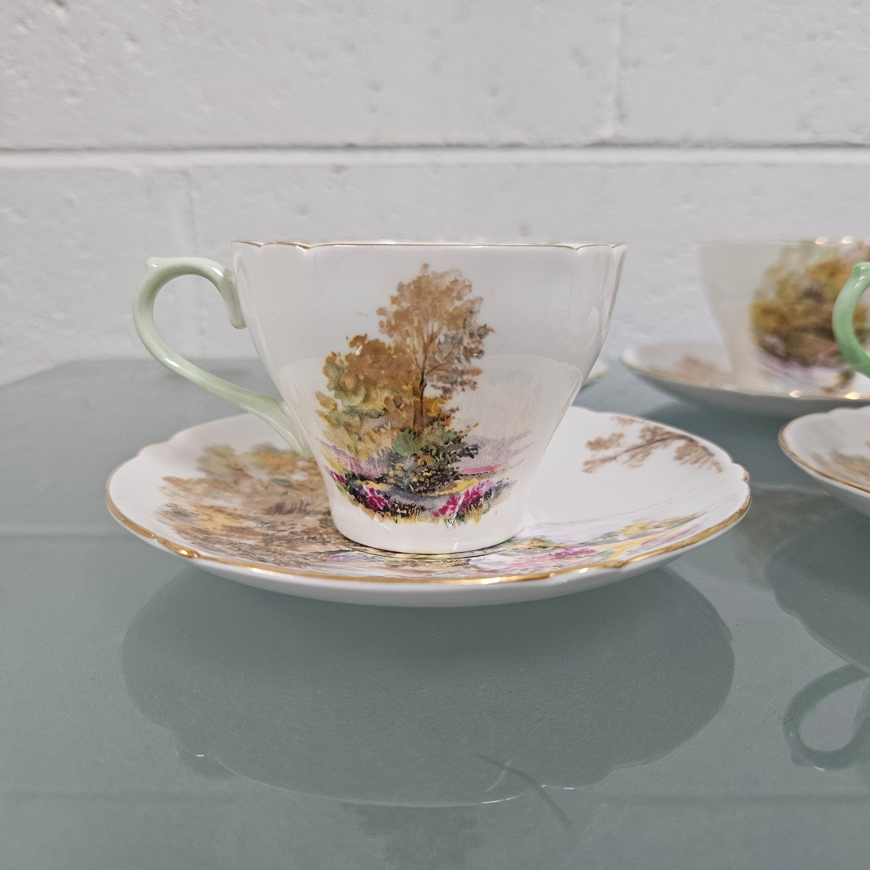 'Heather' Set of Six Shelley Coffee Cup & Saucers | Antique & Vintage | Moonee Ponds Antiques | Australia Wide Delivery