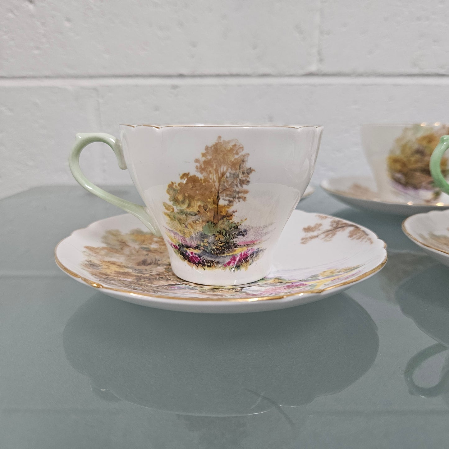 'Heather' Set of Six Shelley Coffee Cup & Saucers