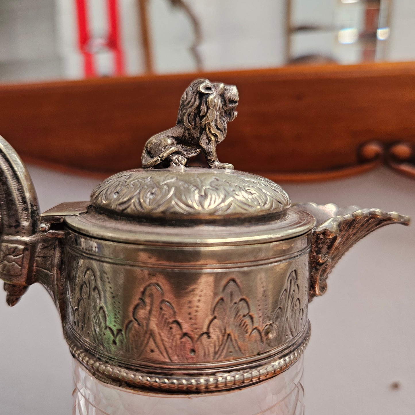 Superb Edwardian Crystal & Silver Plate Claret Jug