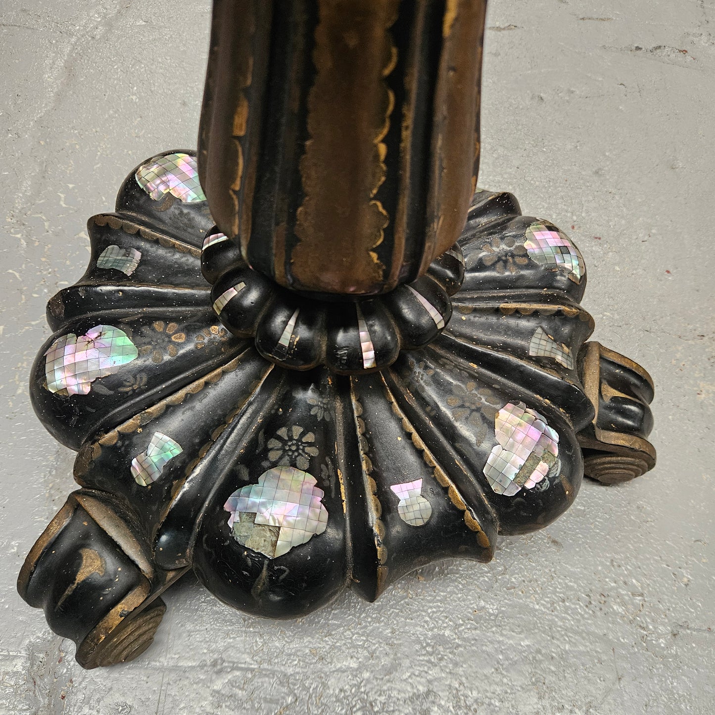 Victorian Tilt Top Paper Mache Inlaid & Hand Painted Table