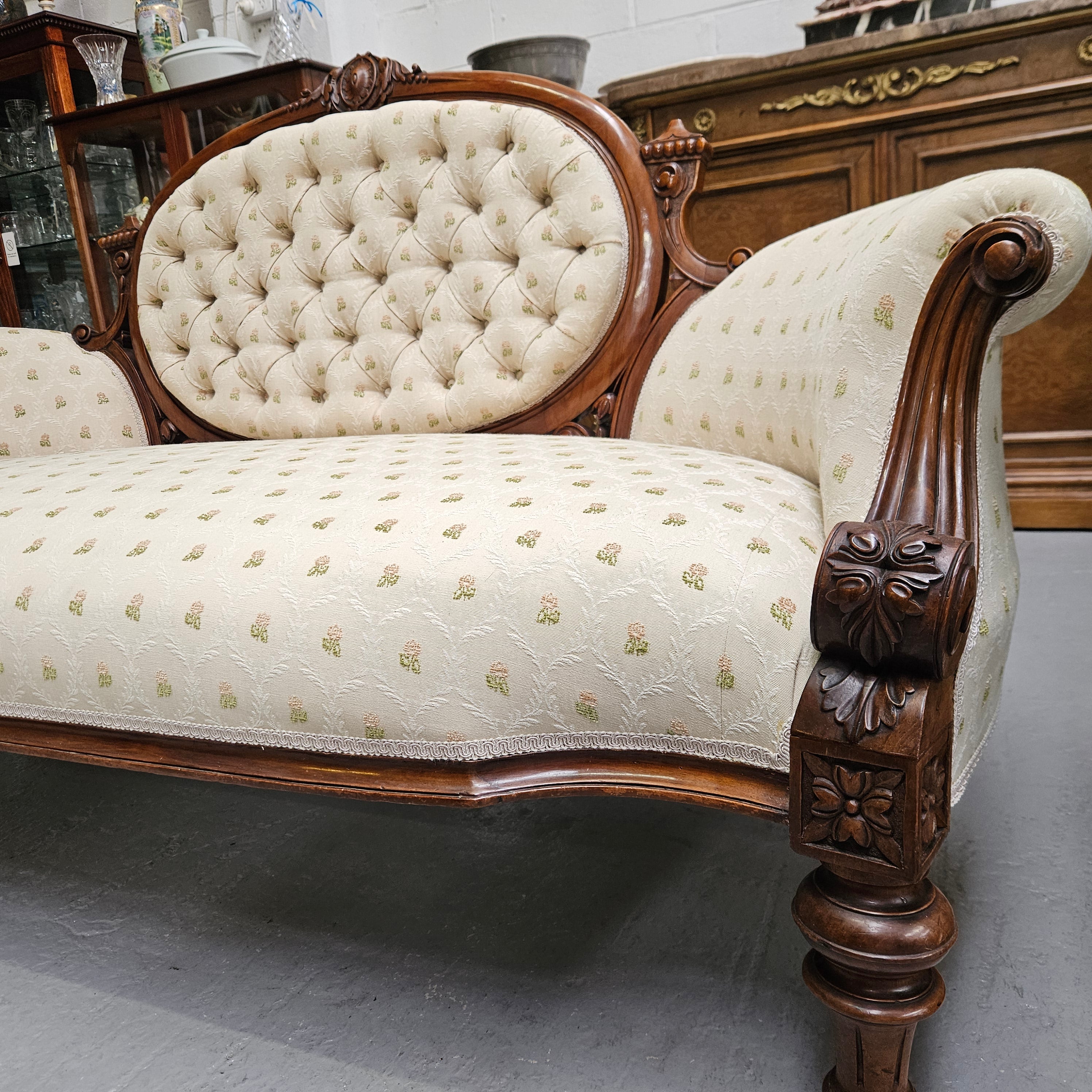 Victorian Walnut Double Ended Chaise Lounge | Antique & Vintage | Moonee Ponds Antiques | Australia Wide Delivery