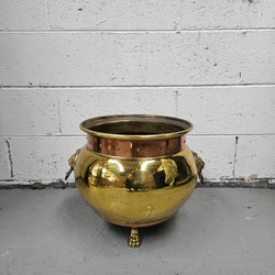French Brass and Copper Lion Head Jardinière | Antique & Vintage | Moonee Ponds Antiques | Australia Wide Delivery