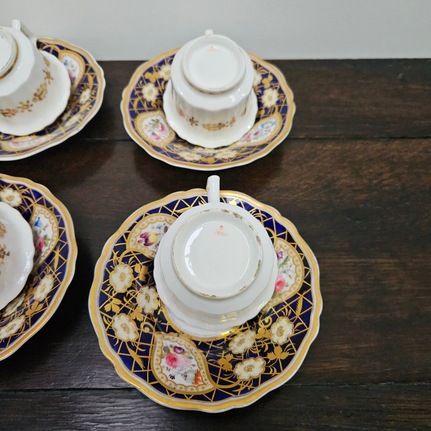 Ridgway Regency Period 6 Hand Painted & Gilded Cups & Saucers