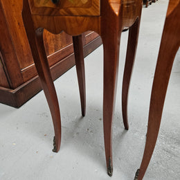 Miniature Pair of Marquetry Inlaid Louis XV Style Bedsides