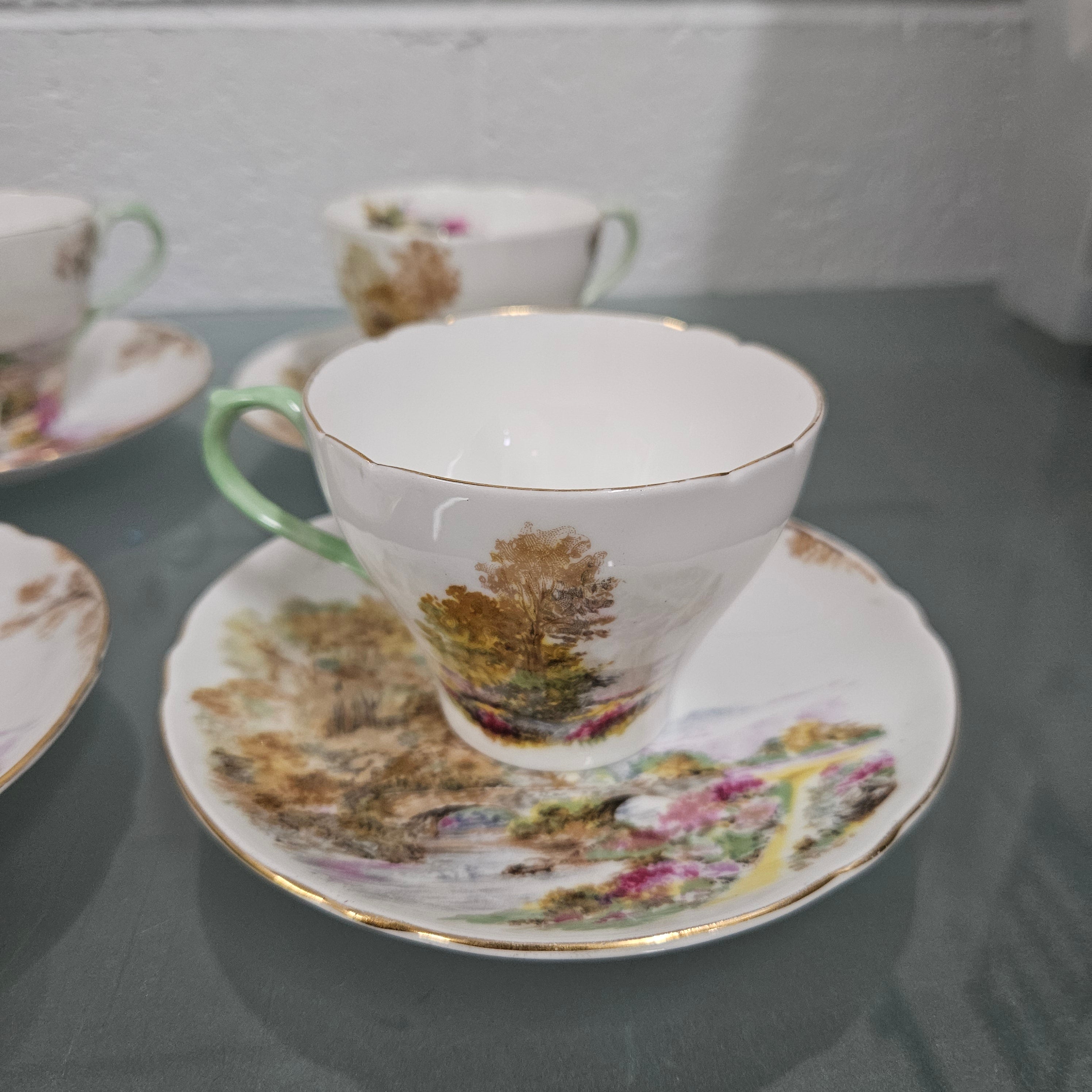 'Heather' Set of Six Shelley Coffee Cup & Saucers | Antique & Vintage | Moonee Ponds Antiques | Australia Wide Delivery
