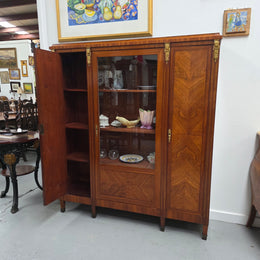 French Walnut Louis 16th Bookcase With Inlay & Ormolu