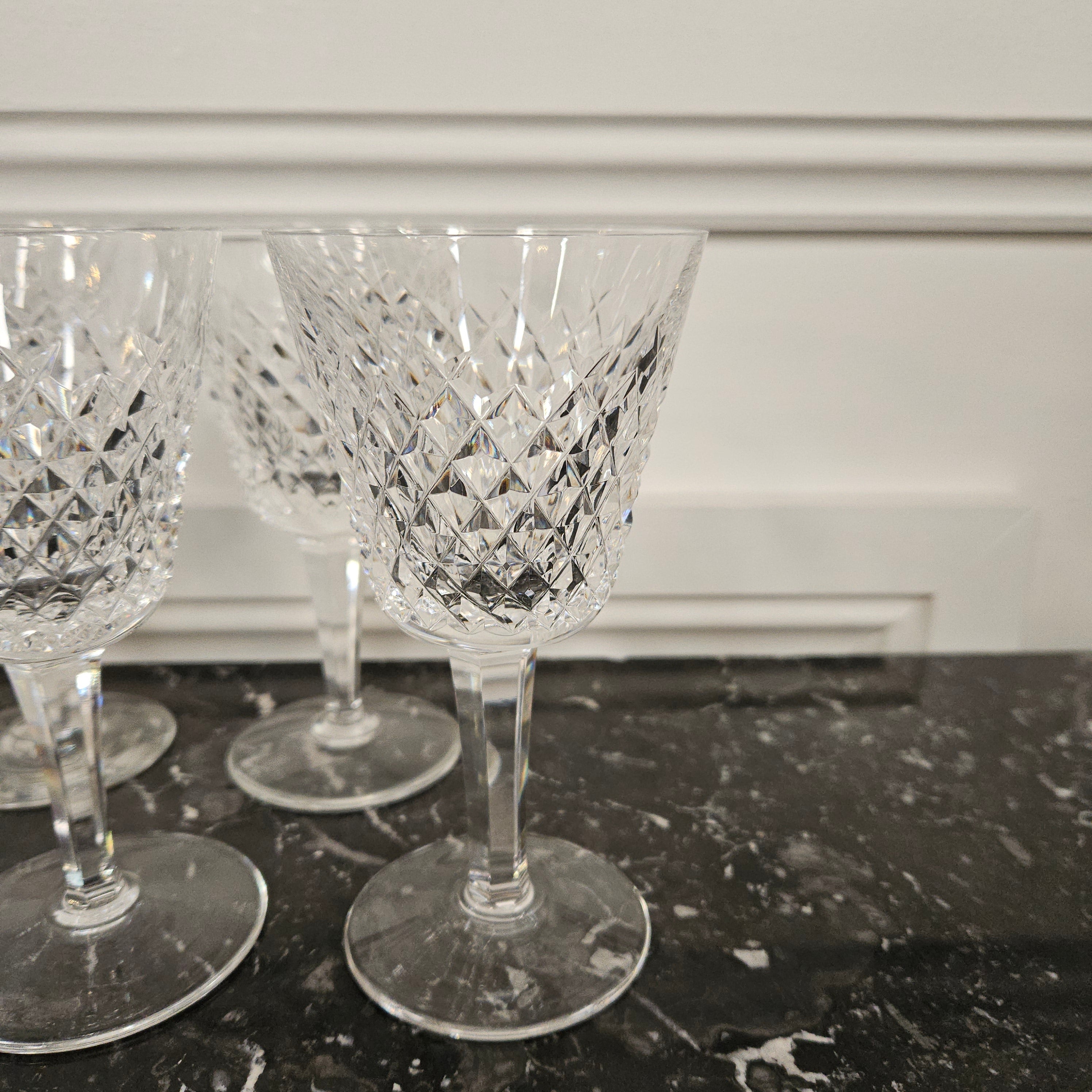6 Waterford Stemmed Cut Crystal Wine Glasses In The Alana Pattern | Antique & Vintage | Moonee Ponds Antiques | Australia Wide