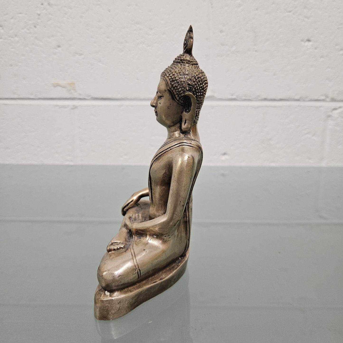 Silvered Bronze Thai Buddha Statue