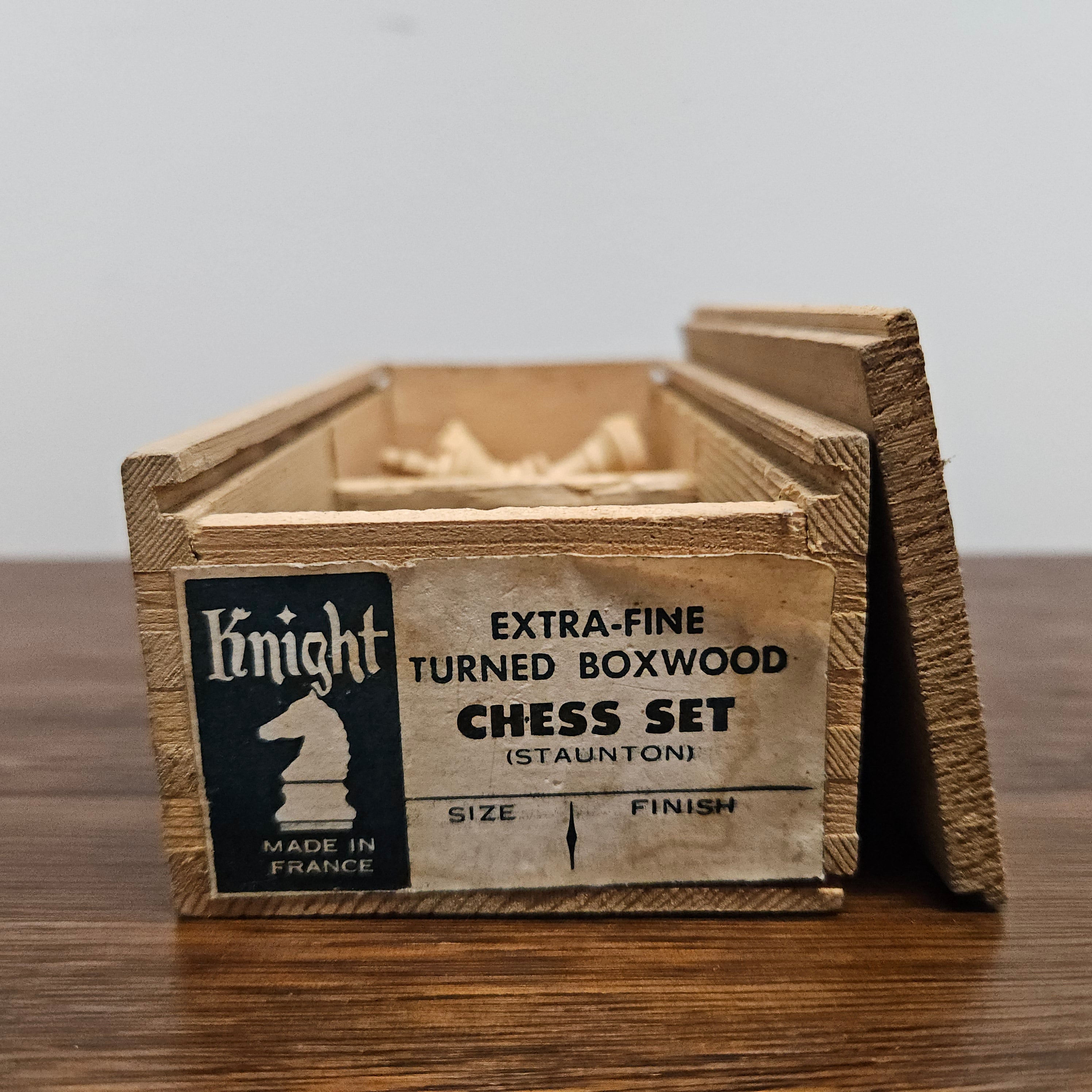 Vintage Wooden French Chess Set In Original Box | Antique & Vintage | Moonee Ponds Antiques | Australia Wide Delivery