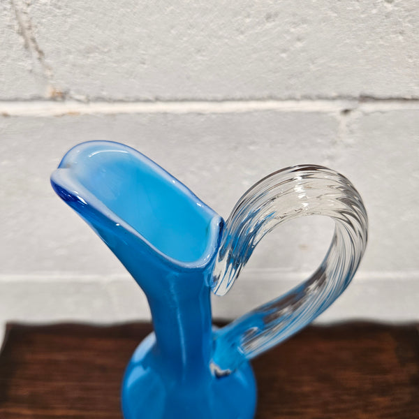 Stunning vintage retro Italian blue and clear art glass genie bottle decanter, it is in great original condition.