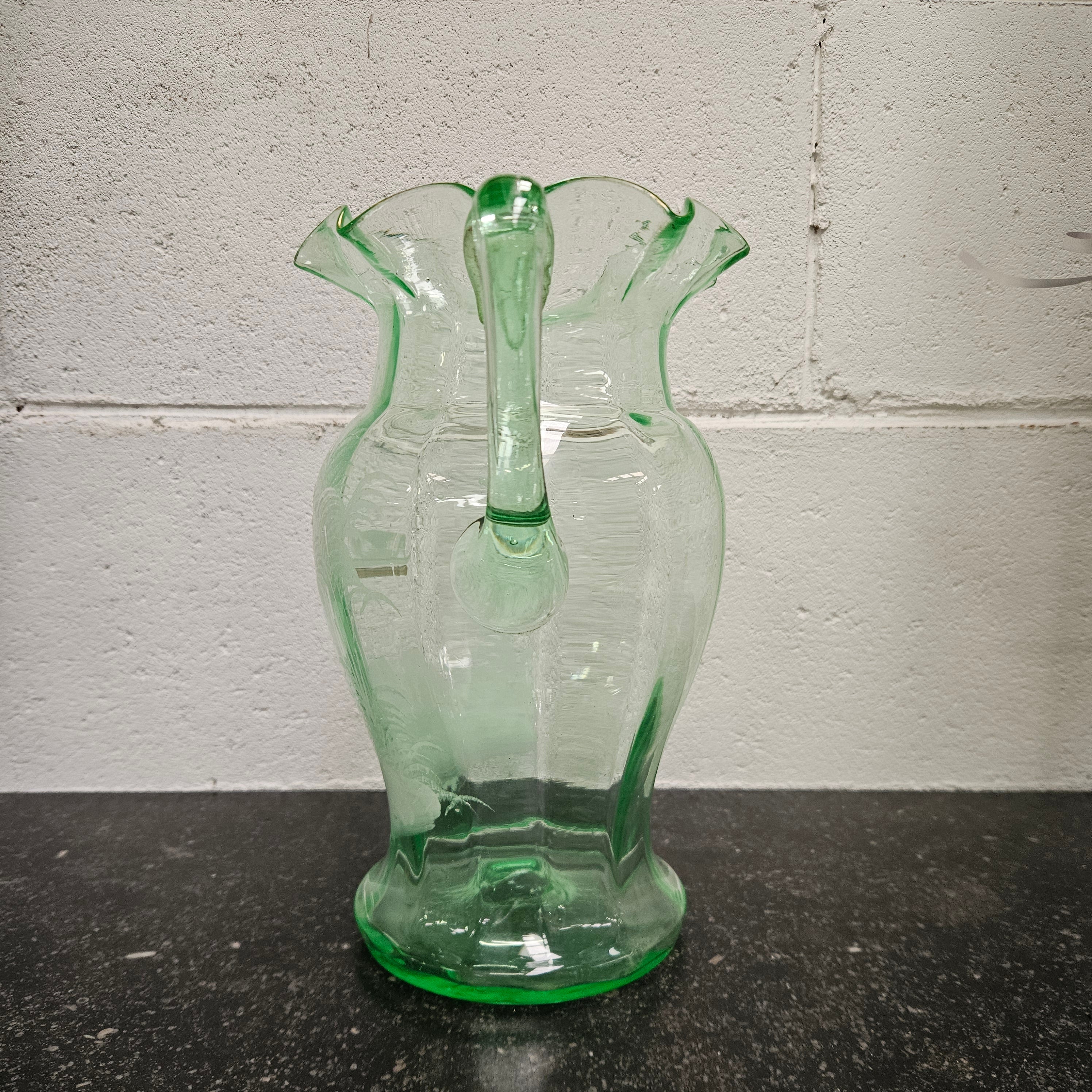 Uranium Glass Mary Gregory Style Large Jug | Antique & Vintage | Moonee Ponds Antiques | Australia Wide Delivery