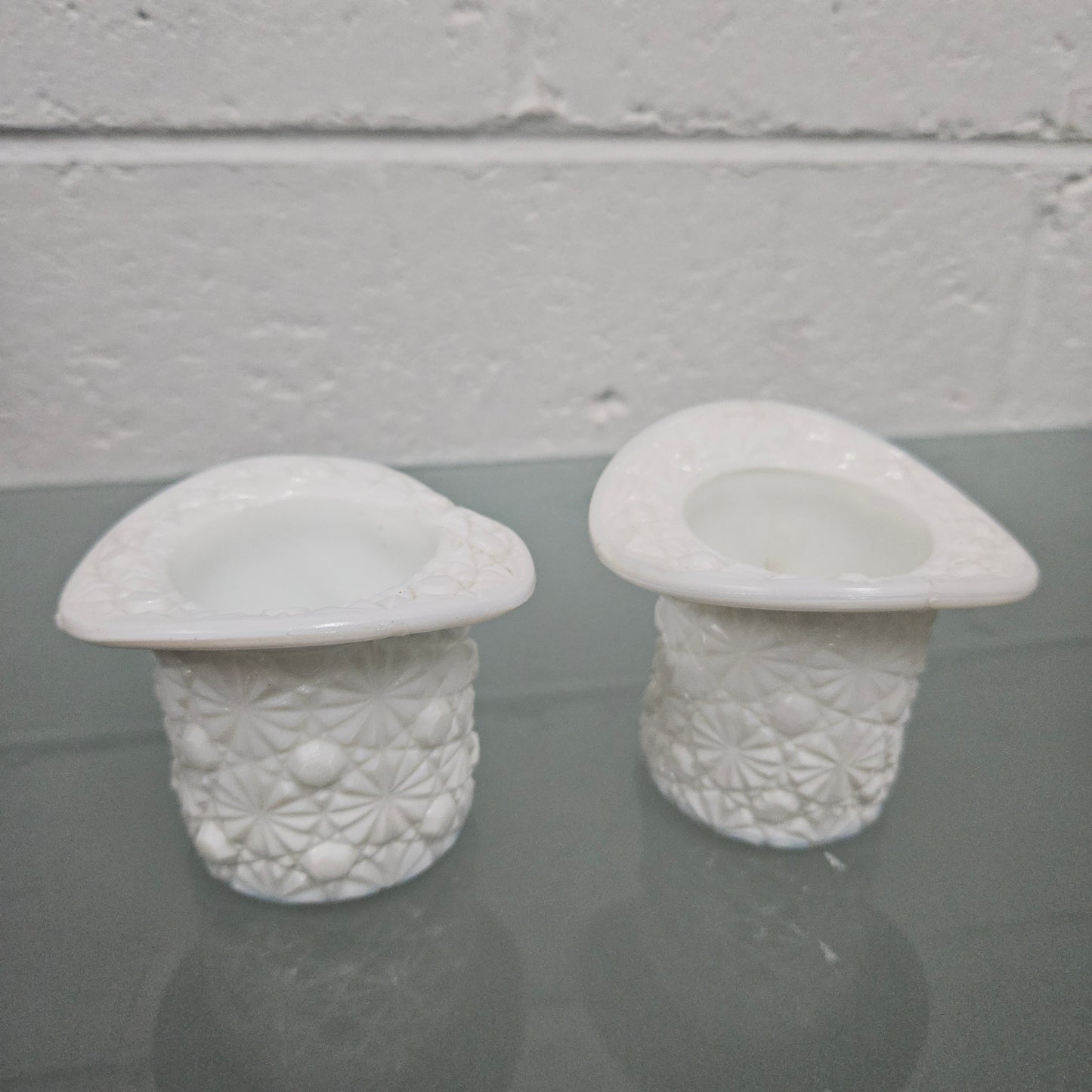 Pair of Fenton Milk Glass Top Hats