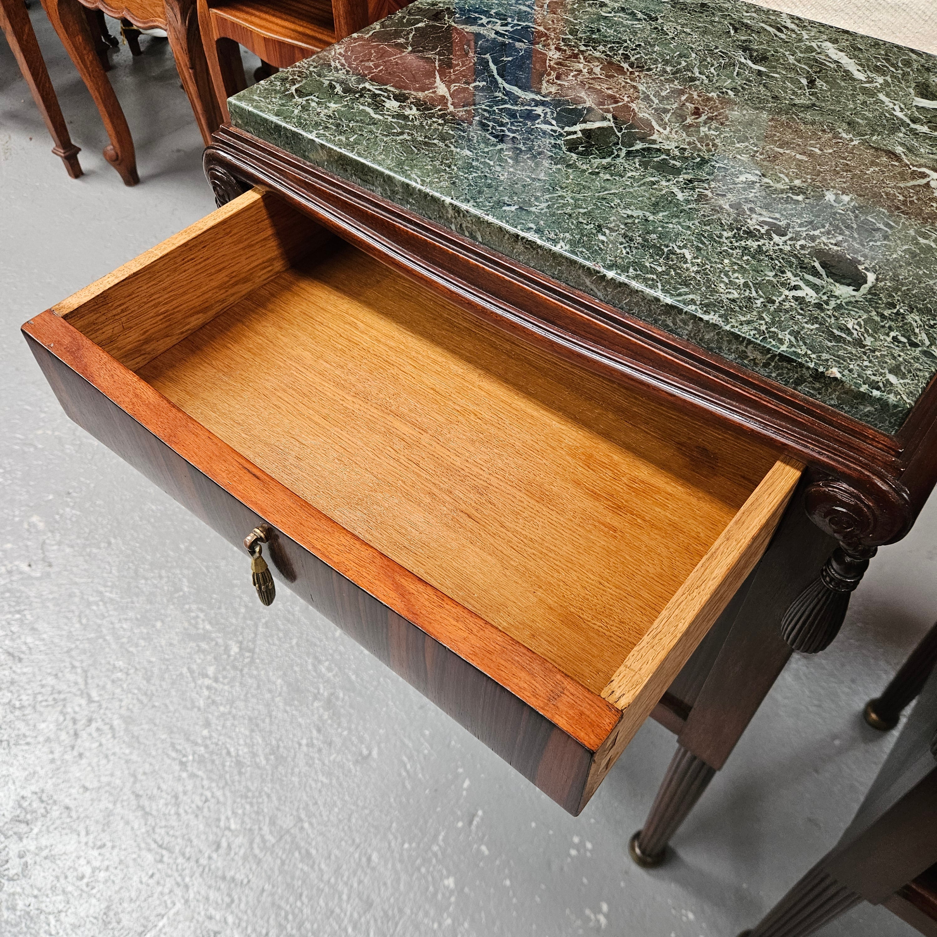 Elegant Pair of French Art Deco Marble Top Bedsides | Antique & Vintage | Moonee Ponds Antiques | Australia Wide Delivery