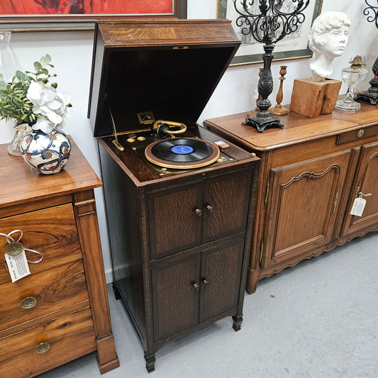 'His Masters Voice' Oak Cased Gramophone