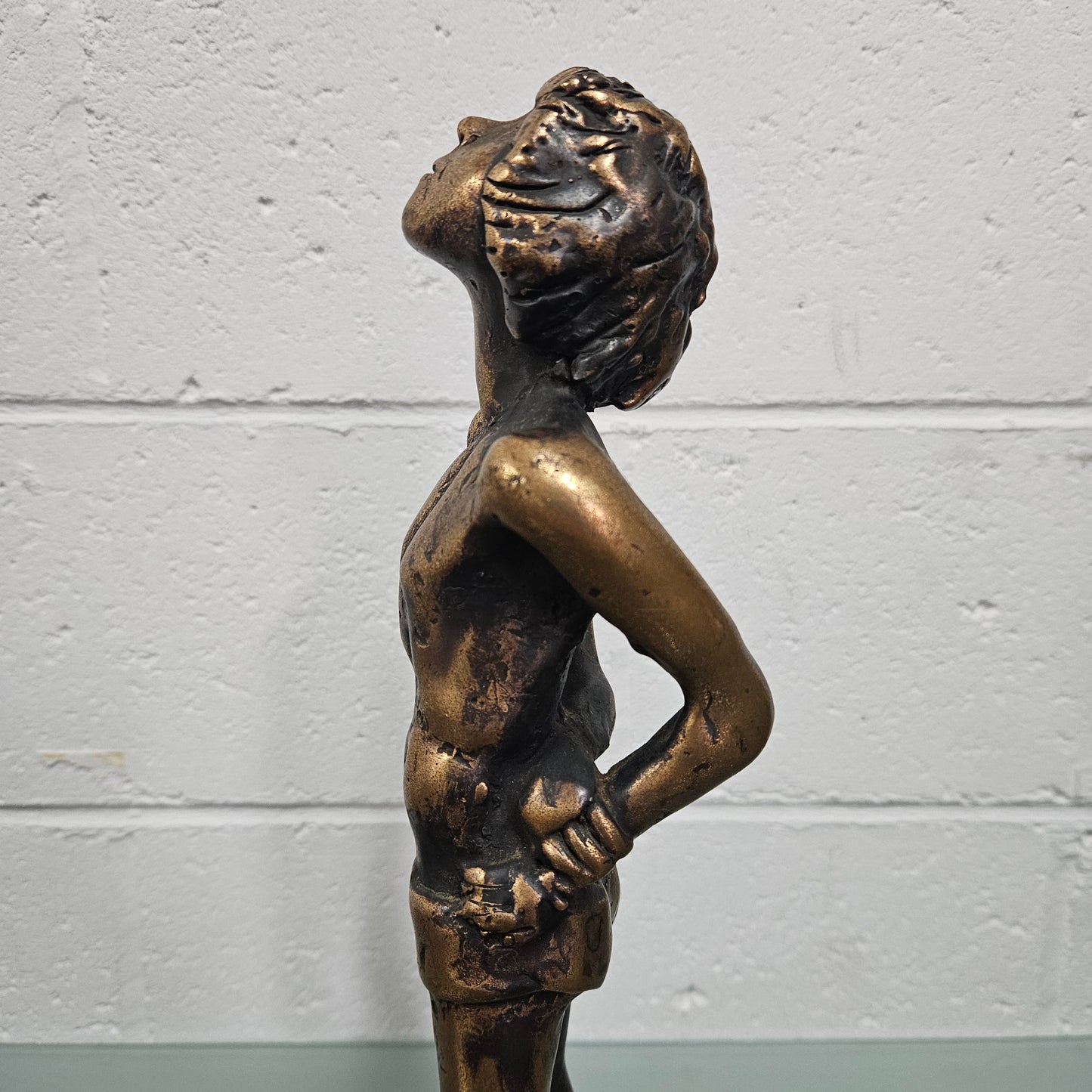 Mid Century Modern Bronze Of Young Boy