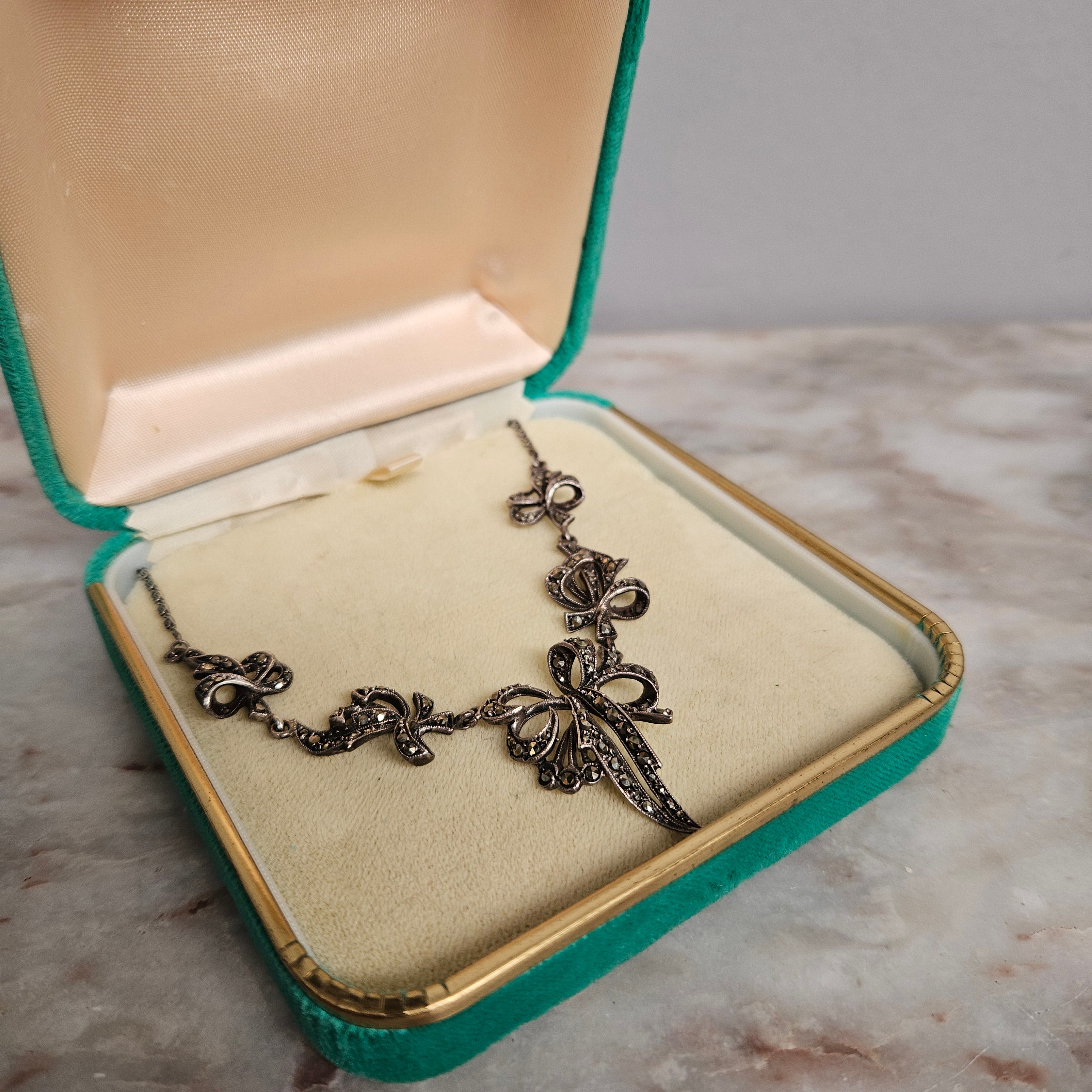 Sterling Silver & Marcasite Vintage Necklace