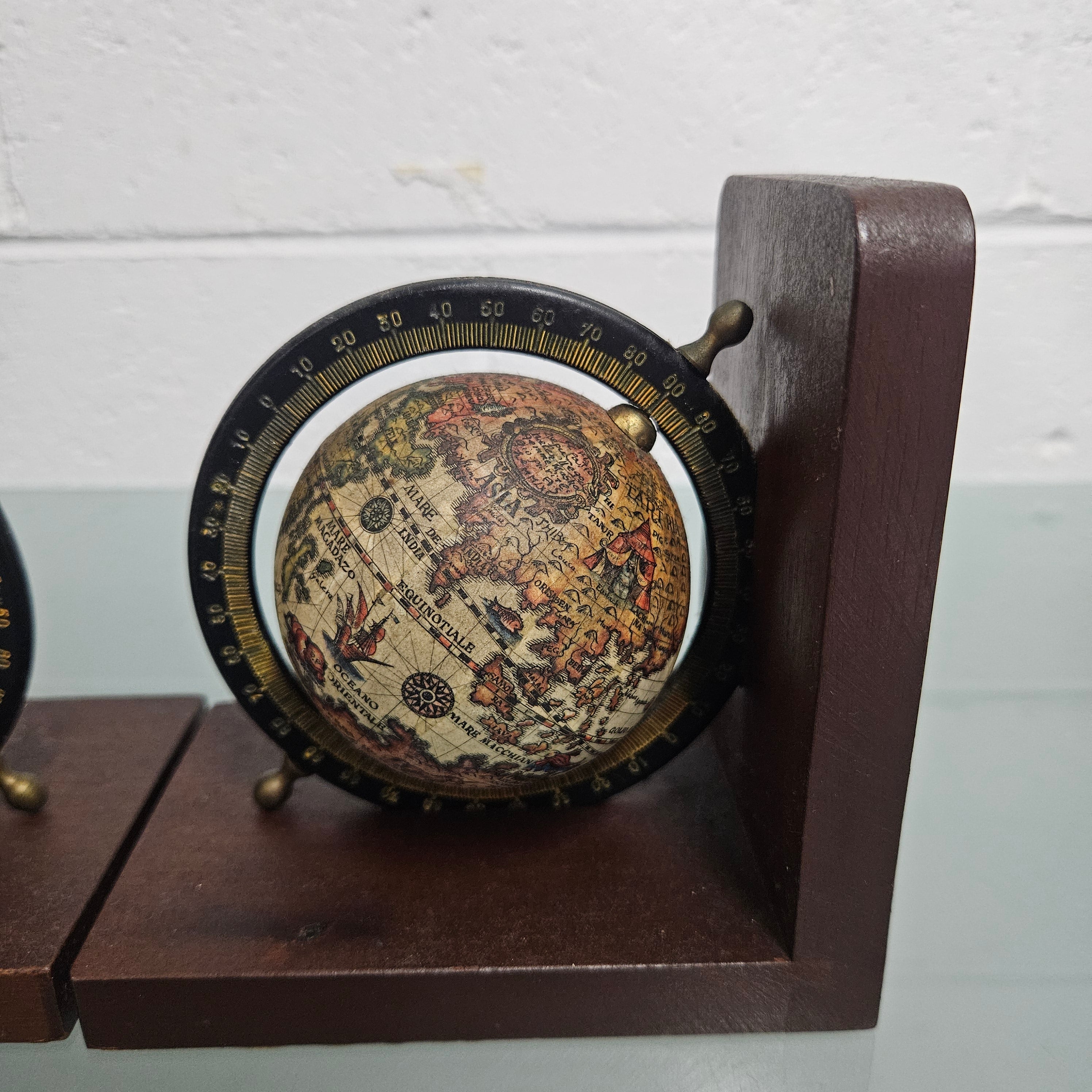 Pair of Vintage World Globe Bookends | Antique & Vintage | Moonee Ponds Antiques | Australia Wide Delivery