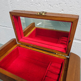 Vintage Miniature Camphorwood Carved Jewellery Box