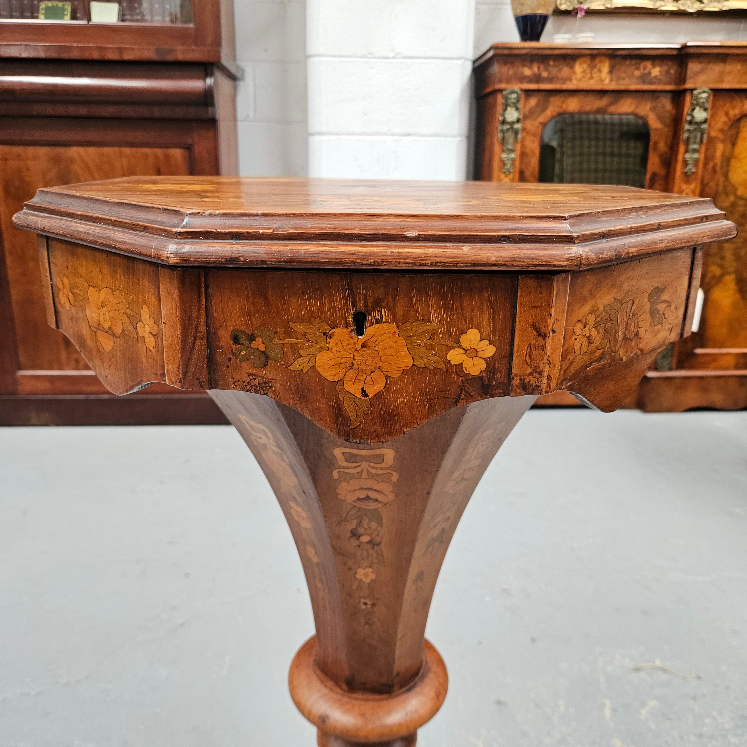 Antique Victorian Inlaid Walnut Sewing / Work Table | Antique & Vintage | Moonee Ponds Antiques | Australia Wide