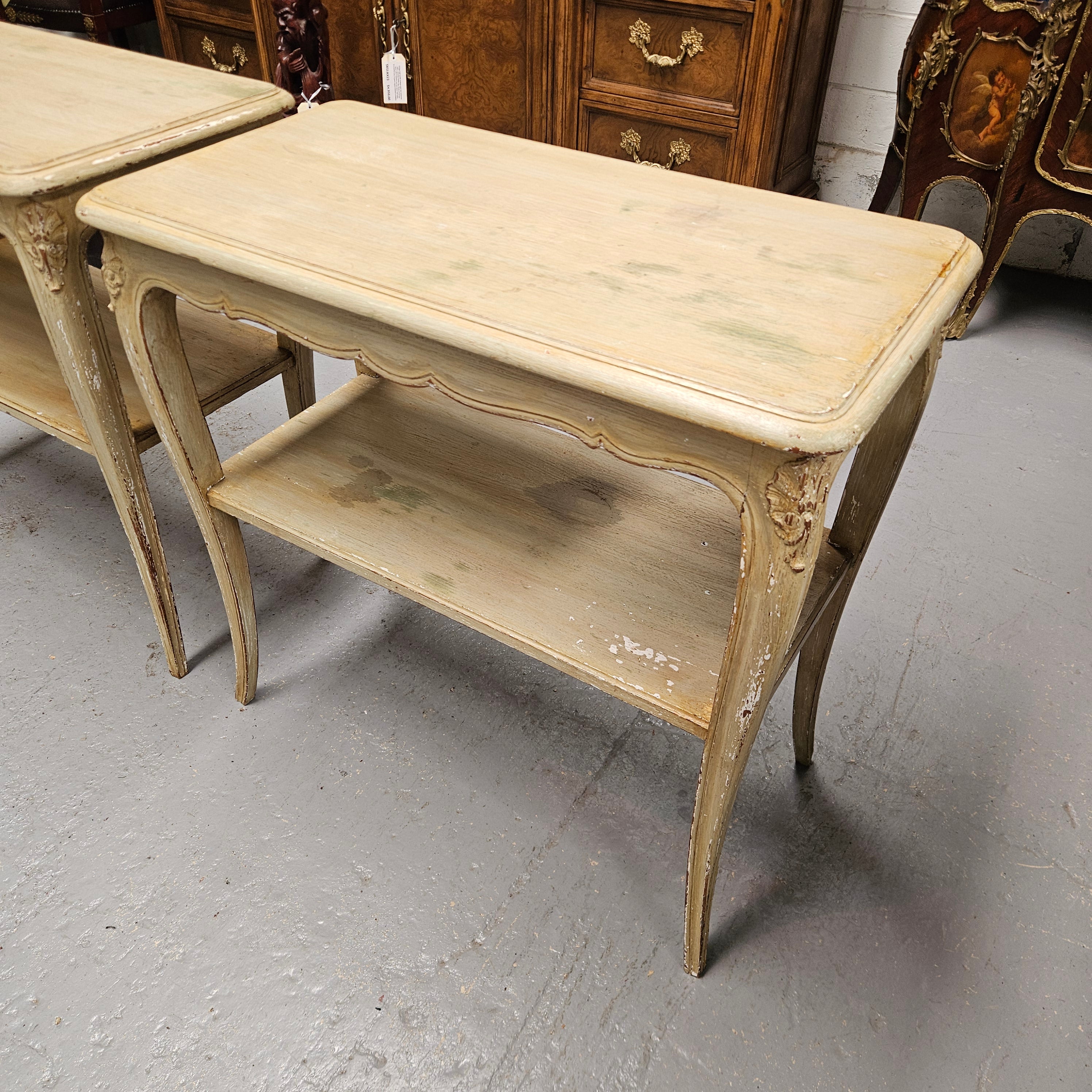 Pair Rustic Oak Shabby Chic Side Tables | Antique & Vintage | Moonee Ponds Antiques | Australia Wide
