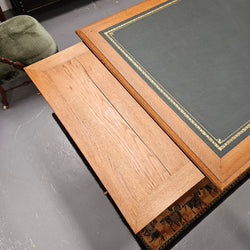French Oak Art Deco Full Partners Desk With Leather Top | Antique & Vintage | Moonee Ponds Antiques | Australia Wide Delivery