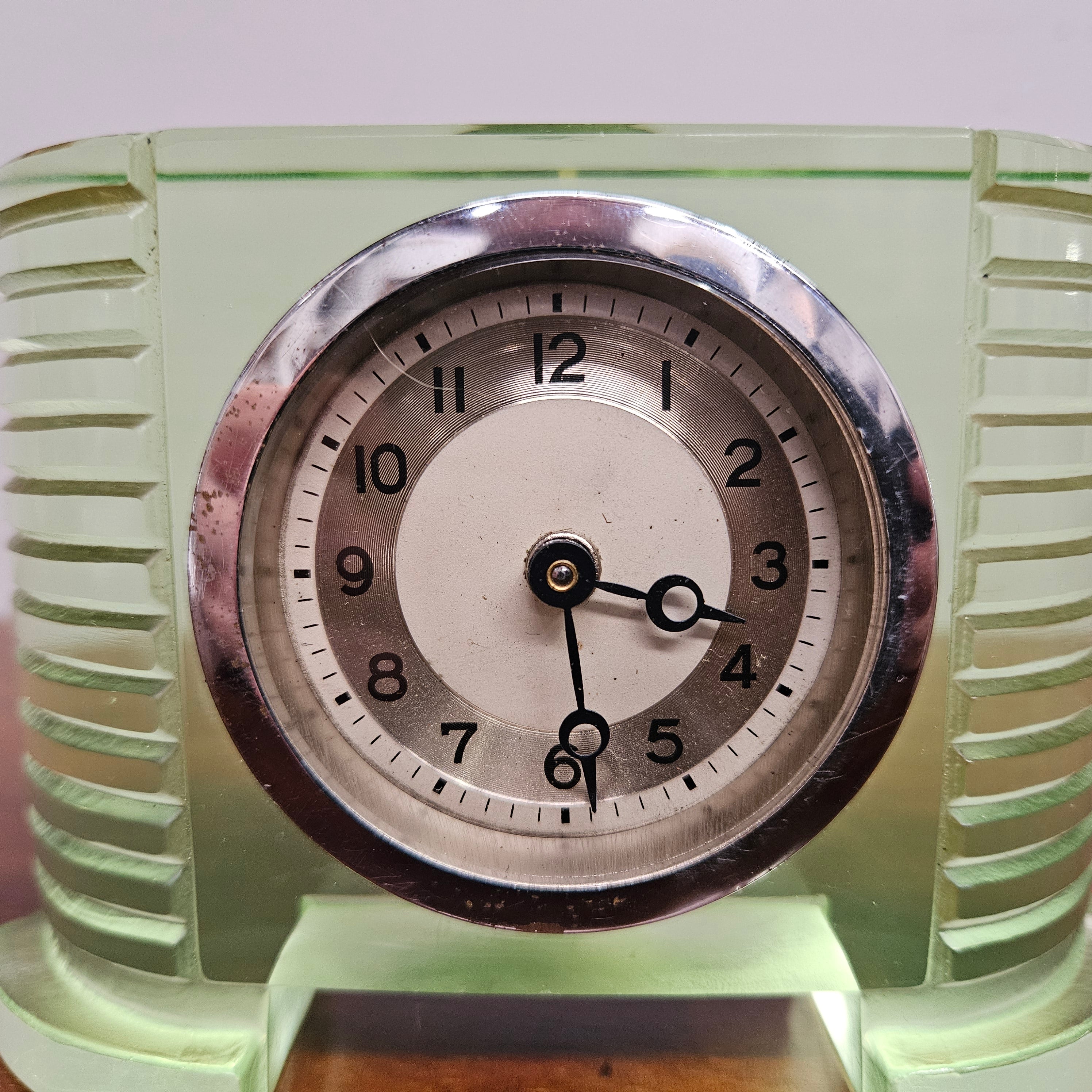 Vintage Uranium Glass Desk Clock | Antique & Vintage | Moonee Ponds Antiques | Australia Wide Delivery