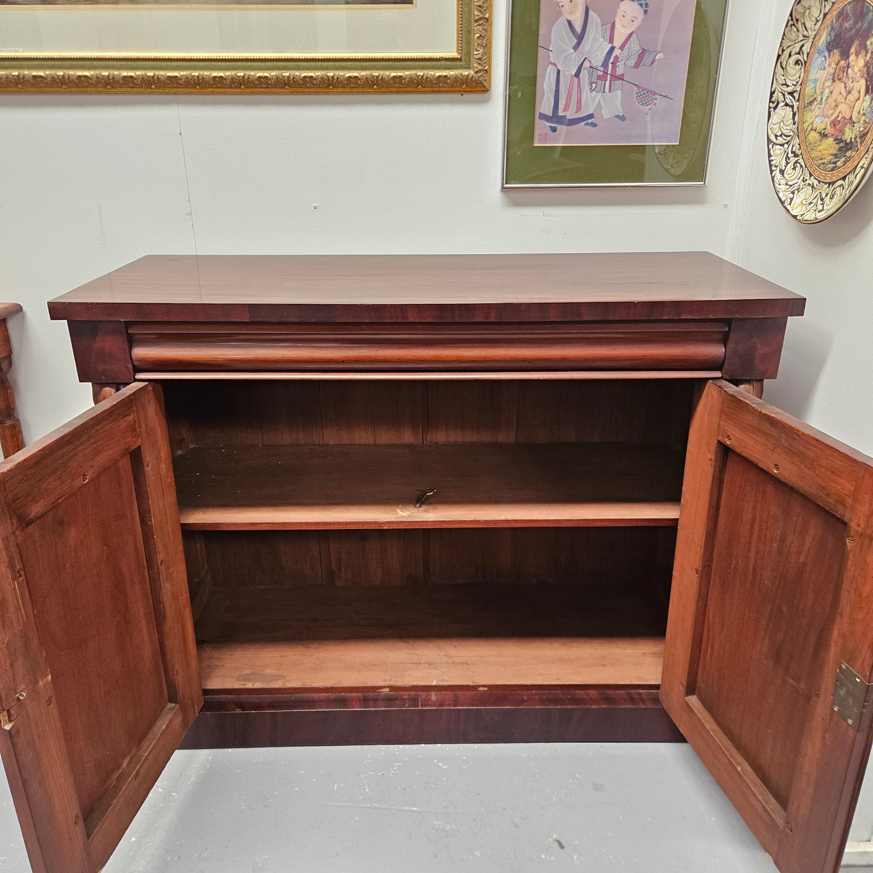 Solid Mahogany Two Door Cabinet With Drawer | Antique & Vintage | Moonee Ponds Antiques | Australia Wide Delivery