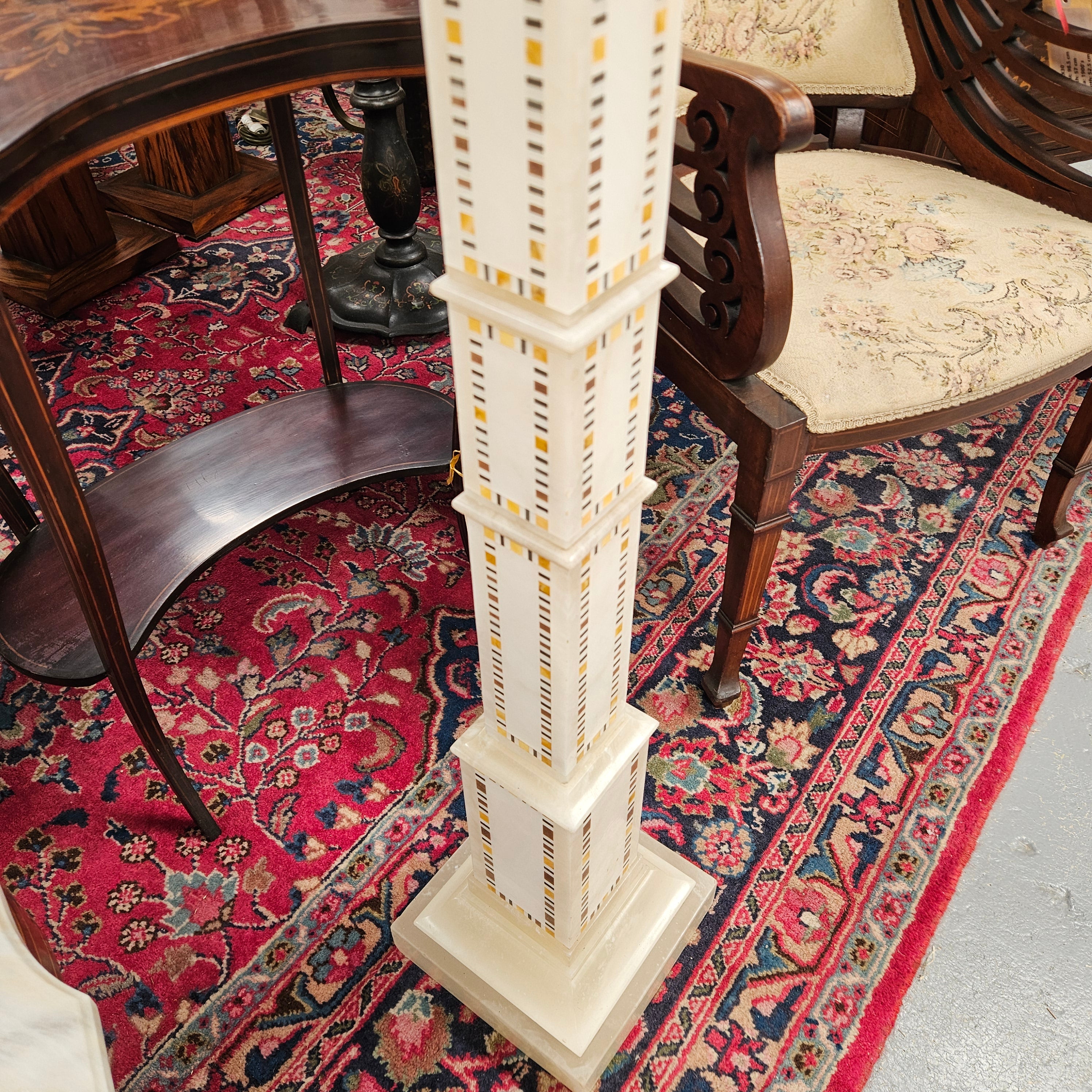 Antique Pietra Dura Alabaster Pedestal | Antique & Vintage | Moonee Ponds Antiques | Australia Wide