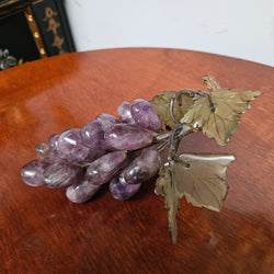Vintage Cluster Of Amethyst And Jade Grapes And Leaves