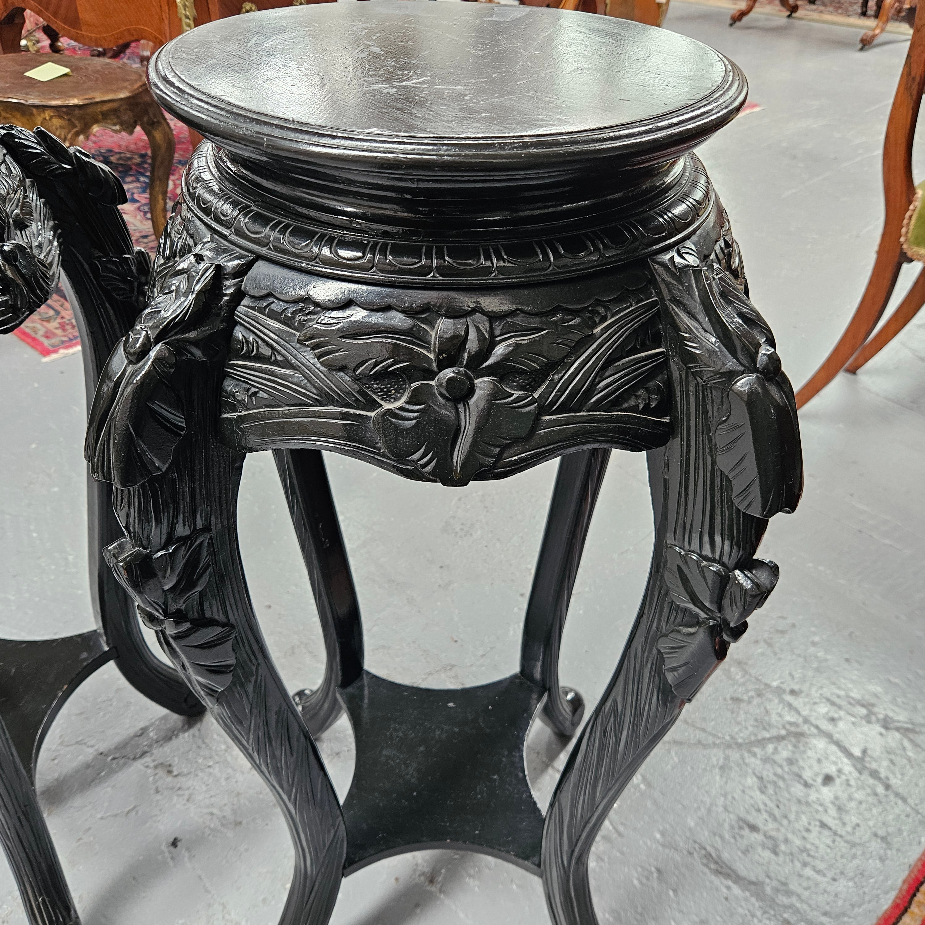 Pair Vintage Chinese Carved Ebonised Pedestals | Antique & Vintage | Moonee Ponds Antiques | Australia Wide