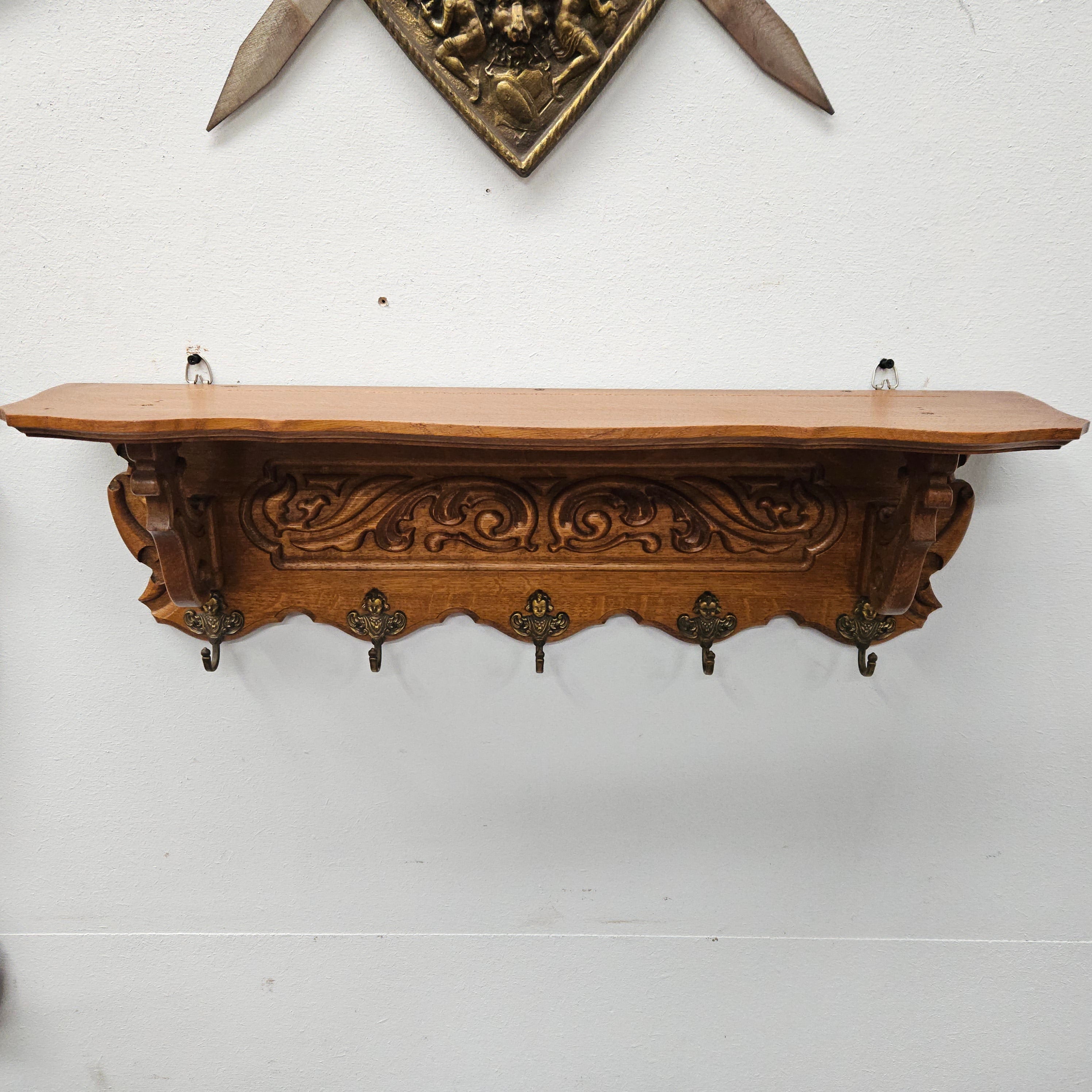 French Oak Wall Carved Coat/Hat Rack | Antique & Vintage | Moonee Ponds Antiques | Australia Wide Delivery