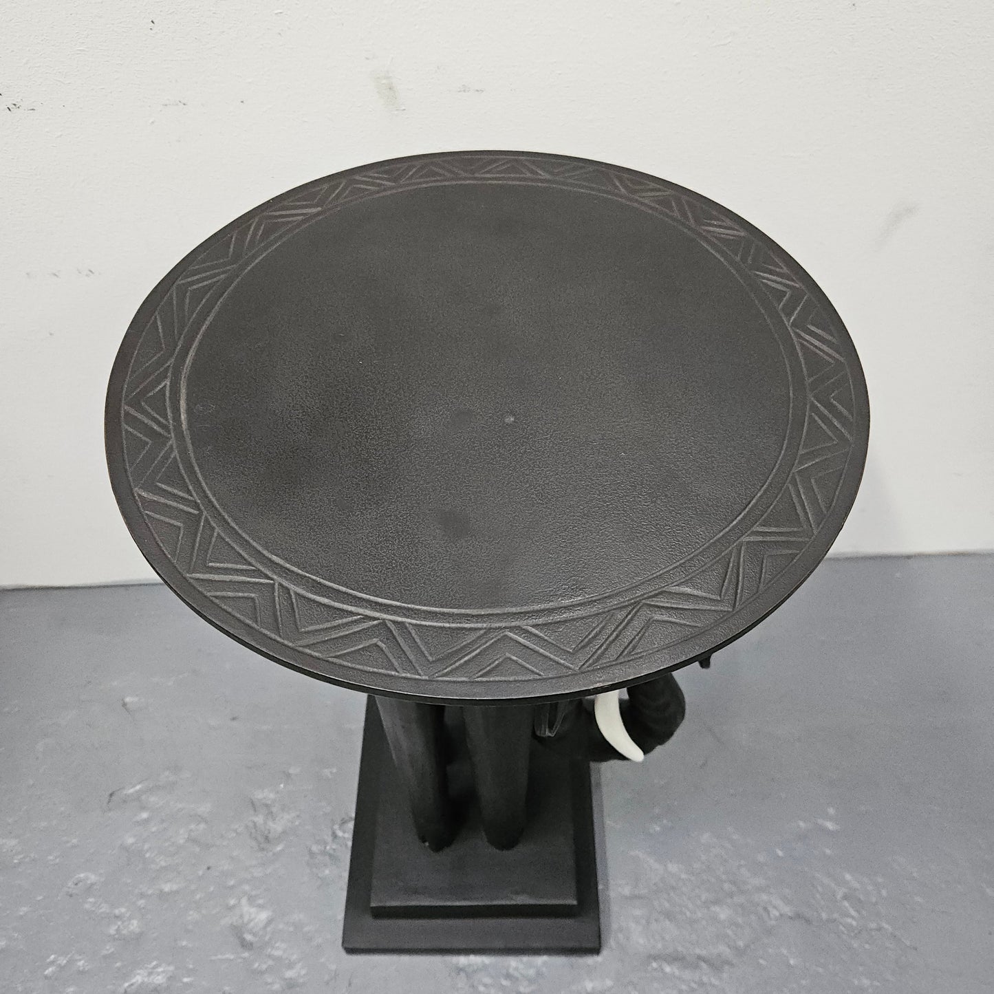 Unusual Hand Carved Ebonized Timber Elephant Side Table