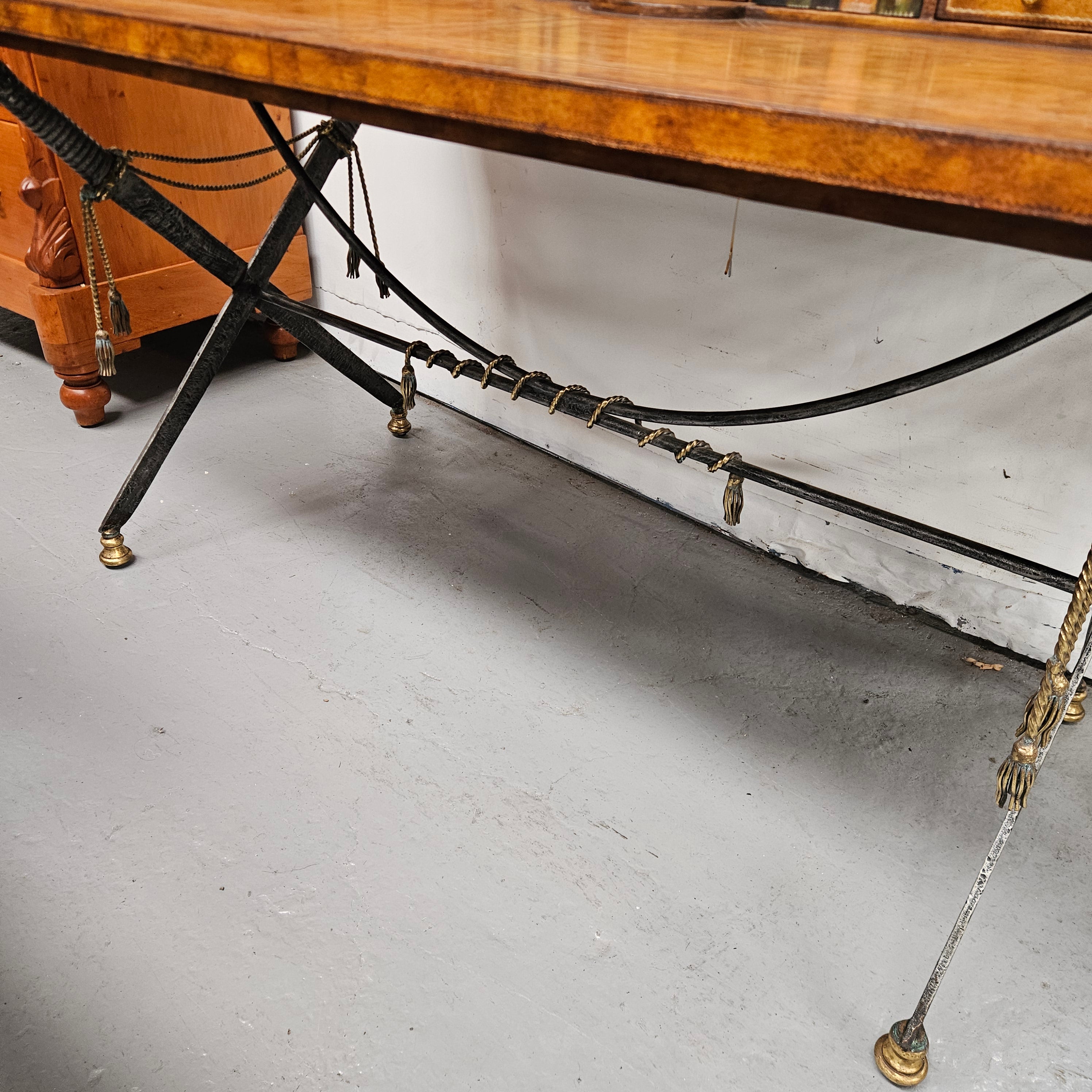 Spanish Empire Style Leather, Iron & Brass Desk | Antique & Vintage | Moonee Ponds Antiques | Australia Wide Delivery